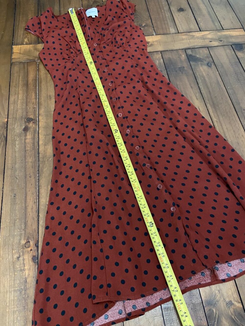 Reformation Wilda Midi Dress Fig Jam Dot Brown Polka Dot 10 - Picture 7 of 10